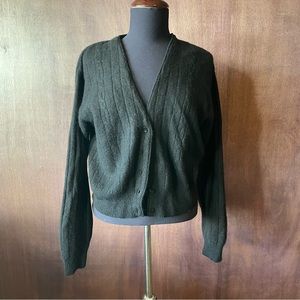 Black Cable-knit Wool Cardigan